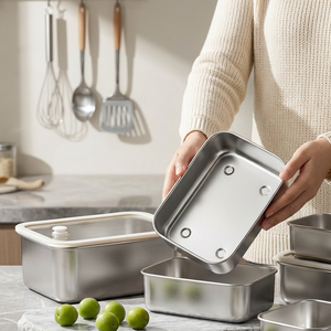 <span class=keywords><strong>Set</strong></span> di Contenitori per Alimenti in Acciaio Inox 304 Ermetici 3 Pezzi con Coperchio in Vetro Organizzatore per Frigorifero Cucina <span class=keywords><strong>Set</strong></span> Ciotole per Preparazione Pasti - Product Image 6