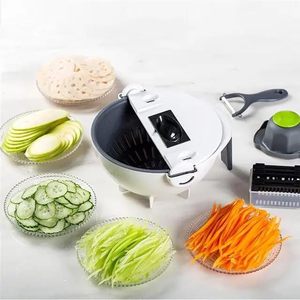 Multifunction Rotate Stainless Steel <b>Vegetable</b> Cutter Drain Basket Onion Chopper Veggie <b>Shredder</b> Grater Portable Slicer Kitchen - Product Image 2