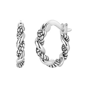 <span class=keywords><strong>Orecchini</strong></span> a cerchio semplici in argento Sterling 925 <span class=keywords><strong>con</strong></span> motivo geometrico lineare a forma di osso di <span class=keywords><strong>serpente</strong></span> e <span class=keywords><strong>orecchini</strong></span> a bottone in Zirconia bianco - Product Image 3