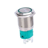 Interrupteur à bouton poussoir rond plat étanche IP65 en métal 16 mm à 5 broches à action momentanée à LED haute performance 1NO1NC pour moto