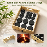 Chauffe-pierres de massage en basalte noir pour SPA, avec plateau en bambou – Vente en gros