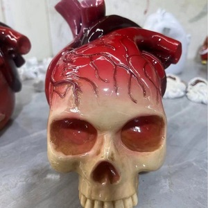 <b>Skull</b> Heart Desk <b>Decoration</b> Resin Halloween Ornament Indoor Craft Gift - Product Image 3