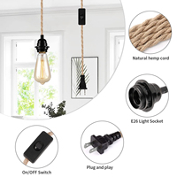 Kit de cordon de lumière suspendue avec variateur de lumière corde de chanvre torsadée Vintage Plug in éclairage suspendu douille de lampe industrielle E27