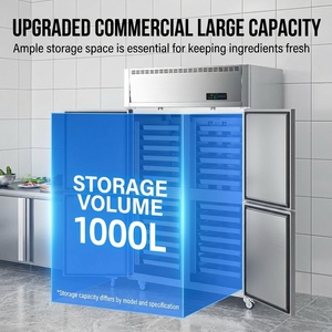 <span class=keywords><strong>Armoire</strong></span> de congélation en acier inoxydable à double/quatre portes, à refroidissement par air, sans givre, avec bac de rangement intégré pour le pain et les gâteaux - Product Image 4