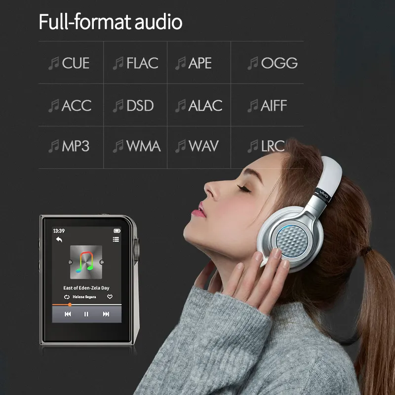 2023 नई A58 HiFi ब्लूटूथ संगीत MP3 प्लेयर पोर्टेबल हाय-आरईएस डिजिटल ऑडियो DSD256 दोषरहित EQ के साथ धातु वॉकमेन तुल्यकारक Ebook