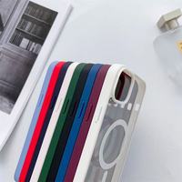 Coque magnétique colorée antichoc en PC rigide transparente pour iPhone 1716 15, compatible avec la recharge sans fil pour iPhone 1615 Pro Max