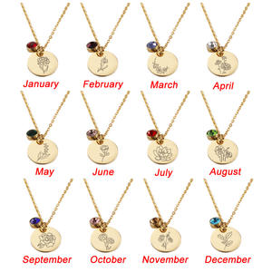 Minimalistische stijl ketting verguld roestvrij staal verjaardagsbloem met stenen bedel ketting DIY sieraden voor dames cadeau - Product Image 1