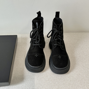 Botas Chelsea con cordones para invierno, novedad de 2023, Botines de tacón medio con punta redonda, Zapatos de plataforma gótica para mujer, botas de moto, Zapatos para mujer - Product Image 6