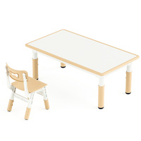 Ensemble de table et chaises durables pour la sécurité des enfants de maternelle, table de dessin et de gribouillage pour six personnes, table en plastique réglable en hauteur