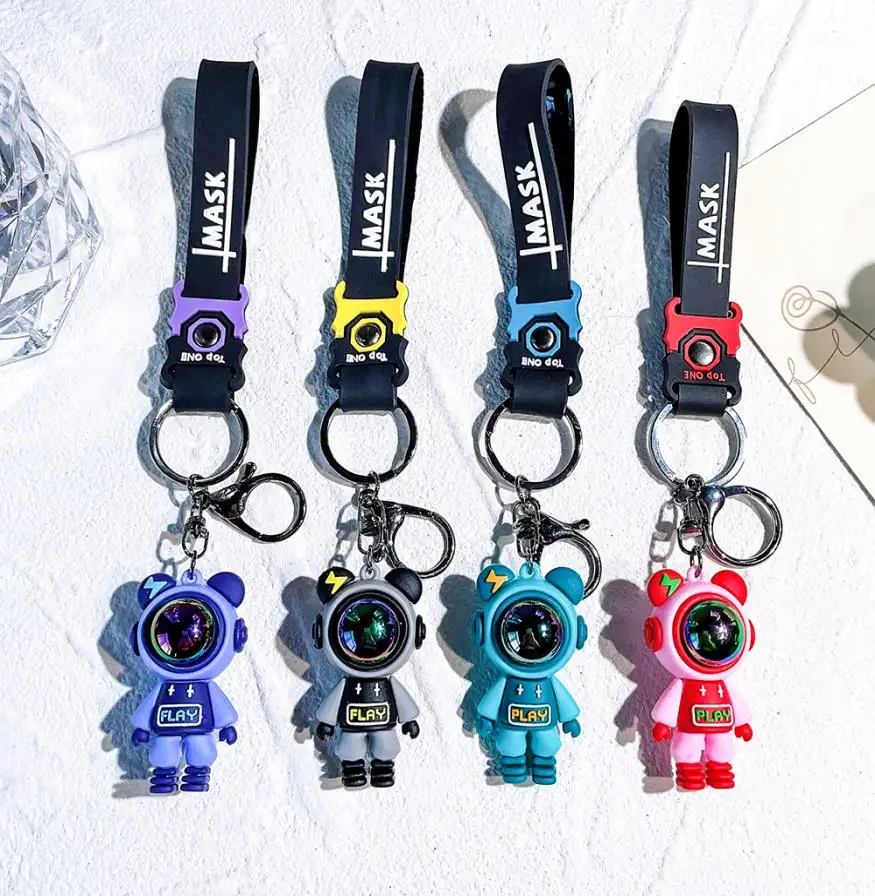 Custom High Quality 3D Silicone Cartoon Anime Rubber Key Chain 3D Pvc Key Ring Kawaii Lightenig Bear Keychain