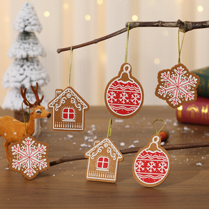 New cross-border Christmas tree ornaments, felt fabric cartoon <b>gingerbread</b> <b>man</b> ornaments, Christmas <b>decorations</b> set of 6. - Product Image 3