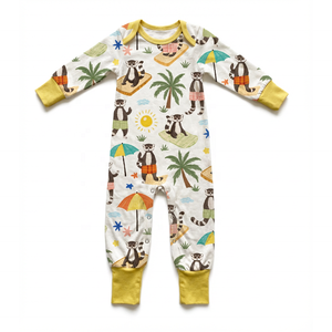 Combinaisons pour bébés nouveau-nés <span class=keywords><strong>en</strong></span> coton biologique long tricoté à imprimé animal, 0-<span class=keywords><strong>3</strong></span> mois, ODM personnalisable, vente <span class=keywords><strong>en</strong></span> gros - Product Image 1