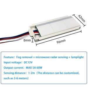 Bán Buôn 12V 5A 60W Đôi Key 5.8G Radar Cảm Biến Chuyển Động Chuyển Đổi Cho Phòng Tắm Thông Minh Gương LED Mờ - Product Image 3