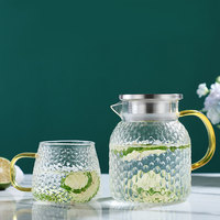 Bouilloire en verre grande capacité 1,8 L, écologique, avec bord doré, résistante aux hautes températures, design moderne, pour la maison, avec couvercle