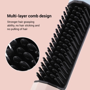 Wireless Hair Straightening Comb Rechargeable Straightener Curler <b>Heat</b> Curling Brush Straightener and Curler Brush Comb - Product Image 3