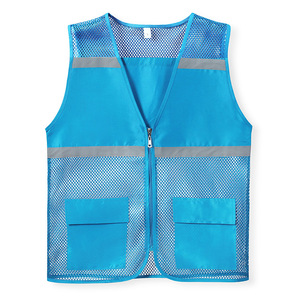 Reflective Safety Vest Blue Mesh Zipper Front Two Pockets Unisex Leisure Wear Spring 2023 Hubei Wuhan - Product Image 4