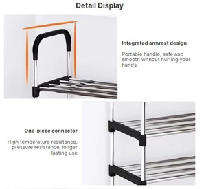 4 Tier Galvanized Steel Rust Proof <b>Shoe</b> <b>Rack</b> Assembly Freestanding <b>Shoe</b> Shelf Entryway <b>Shoe</b> Organizer for Small Spaces - Product Image 2
