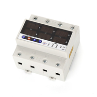 Protector de Sobretensión y Sobrecorriente JIUJI Trifásico para Montaje en Riel DIN 3P+N 4P Sincrónico/Asincrónico con Reinicio Automático SYN/ASY