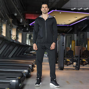 Setelan Olahraga Pria Anti Keringat untuk Lari, Cardigan Berkerudung dengan Ritsleting, Pakaian Latihan, Bahan Menyerap Keringat, Setelan Olahraga untuk Menurunkan Berat Badan - Product Image 3