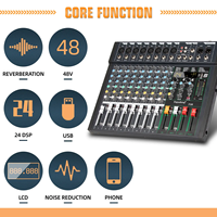 Table de Mixage Audio Numérique Professionnelle OEM FG8 48V Phantom 8 Canaux, Console de Son pour DJ