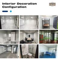 Casa Contenedor Prefabricada Modular Móvil de 2 Pisos con Ventanas de Vidrio y Balcón, Alojamiento de Acero