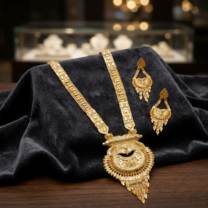 Joyería de moda al por mayor chapada en oro 14K 18K 24K diseño floral joyería India formando collares largos joyería llena de oro de latón - Product Image 6