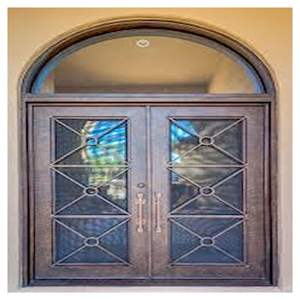 Grille de porte d'entrée en fer forgé personnalisée Prima, motifs artistiques, hauteur 1,8 m, cadre métallique, traitement sous pression naturel - Product Image 3