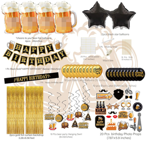 Bannières de fête sur le thème de la bière, guirlandes suspendues, serpentins, ballons en feuille pour bouteilles, ballons imprimés, accessoires photo, rideau de paillettes décoratif - Product Image 6