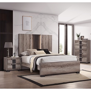 Comodino Rustico Contemporaneo Marrone con Due Cassetti e Maniglie in Metallo, Arredamento in Legno per Camera da Letto - Product Image 4