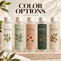 Étiquette personnalisée en papier texturé avec motifs botaniques imprimés pour emballage de produits de soin personnel, flacon de gel douche