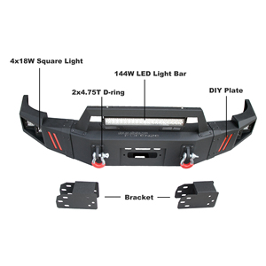 Nuevo Parachoques Delantero con Cabrestante y Parachoques Trasero con Escalón para Chevy Silverado 1500 (2007-2013), <span class=keywords><strong>Combo</strong></span> de Parachoques para Camioneta en Negro Texturizado - Product Image 3