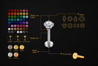 Anting-anting titanium steel grosir ZUOLA, perhiasan tindik helix, anting hidung labret, anting bunga, anting tragus, anting tulang rawan, anting bintang.