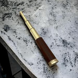 Classic 14 Inch Handcrafted <b>Brass</b> Wood Nautical <b>Telescope</b> Polished Finish Vintage Spyglass Marine Decorative Accent Birthday - Product Image 3