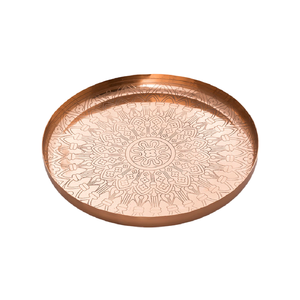 Hermosa Bandeja de Servicio de Metal con Diseño Floral, Asa de Trabajo, Perfecta para Comida, Bebidas y Postres en una Presentación Elegante y con Estilo - Product Image 5