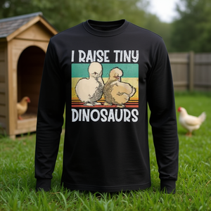 T-shirt à manches longues pour amoureux des poulets Silkie, I Raise Tiny Dinosaurs - Product Image 3