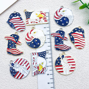 Alliage d'huile tombant Jour de l'Indépendance US DIY Bracelet Collier Porte-clés Pendentif Cross Border Bijoux Accessoires - Product Image 3