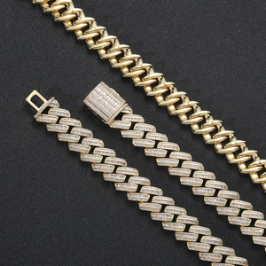 Cadena Cubana Estilo Hip Hop Miami, Brazalete Cubano con Zirconia en Forma de Rombo, Collar Lijing de Moda Tanjing - Product Image 1