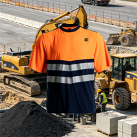 T-shirt de travail extérieur personnalisé JIADE pour hommes, avec bande réfléchissante à transfert thermique, haute visibilité, manches courtes, pour le travail en extérieur et la randonnée