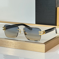 Lunettes de soleil de luxe sans monture à bords taillés avec verres UV400, rectangulaires, pour hommes et femmes, de haute qualité avec bords coupés