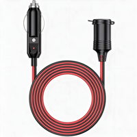 Rallonge allume-cigare de voiture 16AWG 15A avec fusible, prise mâle et prise femelle, 12V-24V, capuchon indicateur LED pour camping-car, camion, moto