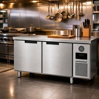 Réfrigérateur-congélateur sous comptoir en acier inoxydable commercial avec refroidissement par air, table de préparation sous comptoir pour cuisine de restaurant