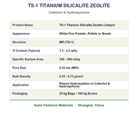 Catalizador de Zeolita TS-1 para la Hidroxilación de Fenol, Producción de Catecol e Hidroquinona, Oxidación de H2O2, Catalizador de Zeolita MFI
