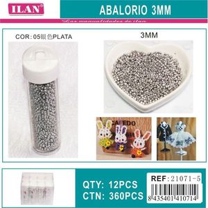 Ilan Abalorio Cuentas plateadas de 3 mm para la elaboración de joyas, 12 piezas por tubo - Product Image 3