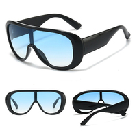 Lunettes de soleil tendance en métal intégré avec monture large et intégrale UV400