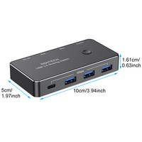 Prix usine USB 3.0 KVM Switcher 2 ordinateur partager 4 ports USB 3.0 sélecteur de commutateur pour clavier, souris, clé USB, appareil photo