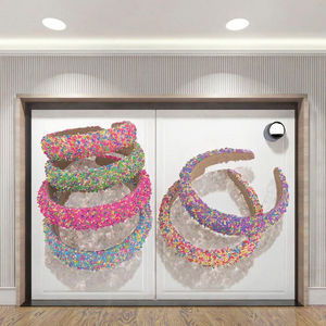 Handmade Thickened Crystal Hairband for Women New Cheap Colorful Beaded Wide Edge <b>Party</b> Show Headband - Product Image 2