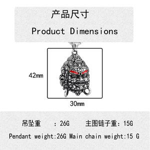 Collier avec pendentif lion en acier inoxydable avec yeux rouges, style punk rétro pour hommes et femmes 231076 - Product Image 4