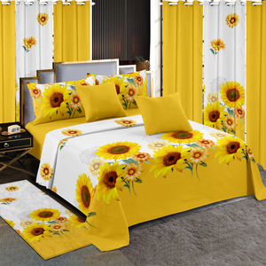 Ensemble de draps de lit 13 pièces avec rideaux, drap plat à motif imprimé, ensemble multi-pièces avec tapis de sol, vente chaude - Product Image 4