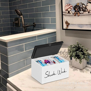 Caja de almacenamiento de madera con tapa para toallas sanitarias, productos de higiene femenina, detergente para ropa, rectángulo de 15cm, hecha a mano - Product Image 5
