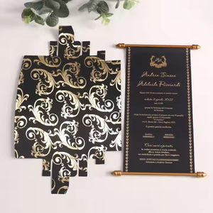 Invitation de défilement de <span class=keywords><strong>mariage</strong></span> vintage Invitation de défilement sur le thème royal Invitation de <span class=keywords><strong>mariage</strong></span> <span class=keywords><strong>Texte</strong></span> personnalisé imprimé en or - Product Image 4